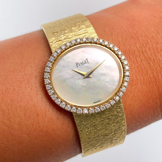 Ladies Vintage Piaget Watch with Mother of Pearl Dial & Diamonds, 18k º - Forever Rox