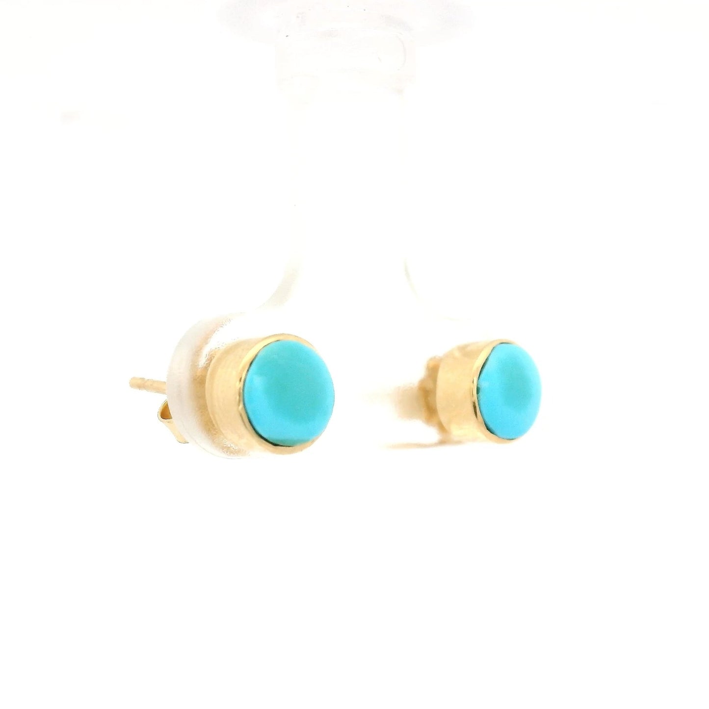 Large Bezel Set Turquoise Studs - Forever Rox