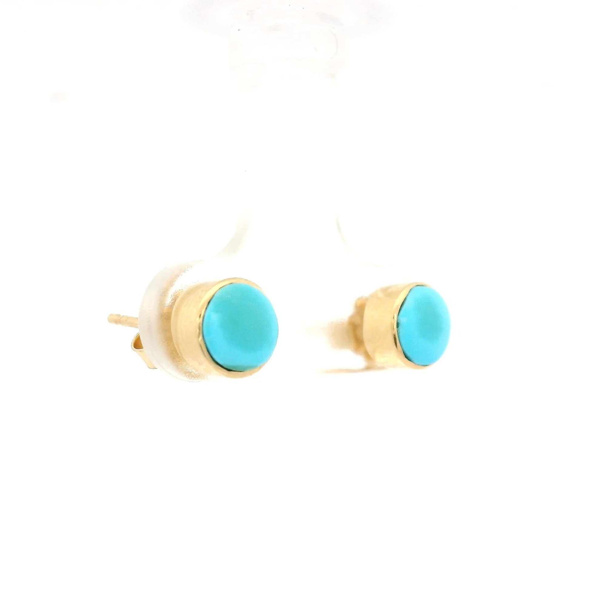 Large Bezel Set Turquoise Studs - Forever Rox