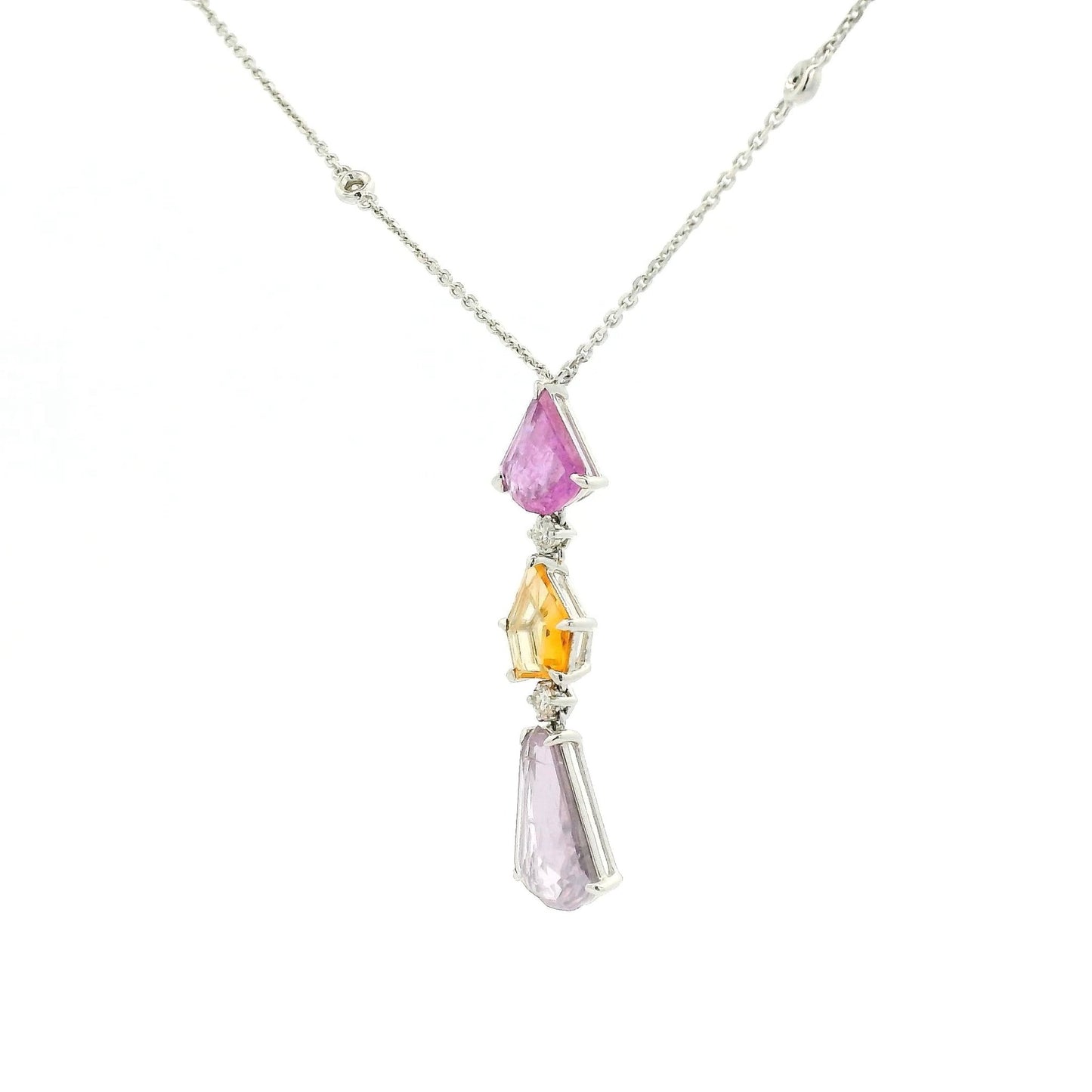Light Multi Color Sapphire & Diamonds By The Yard Necklace - Forever Rox