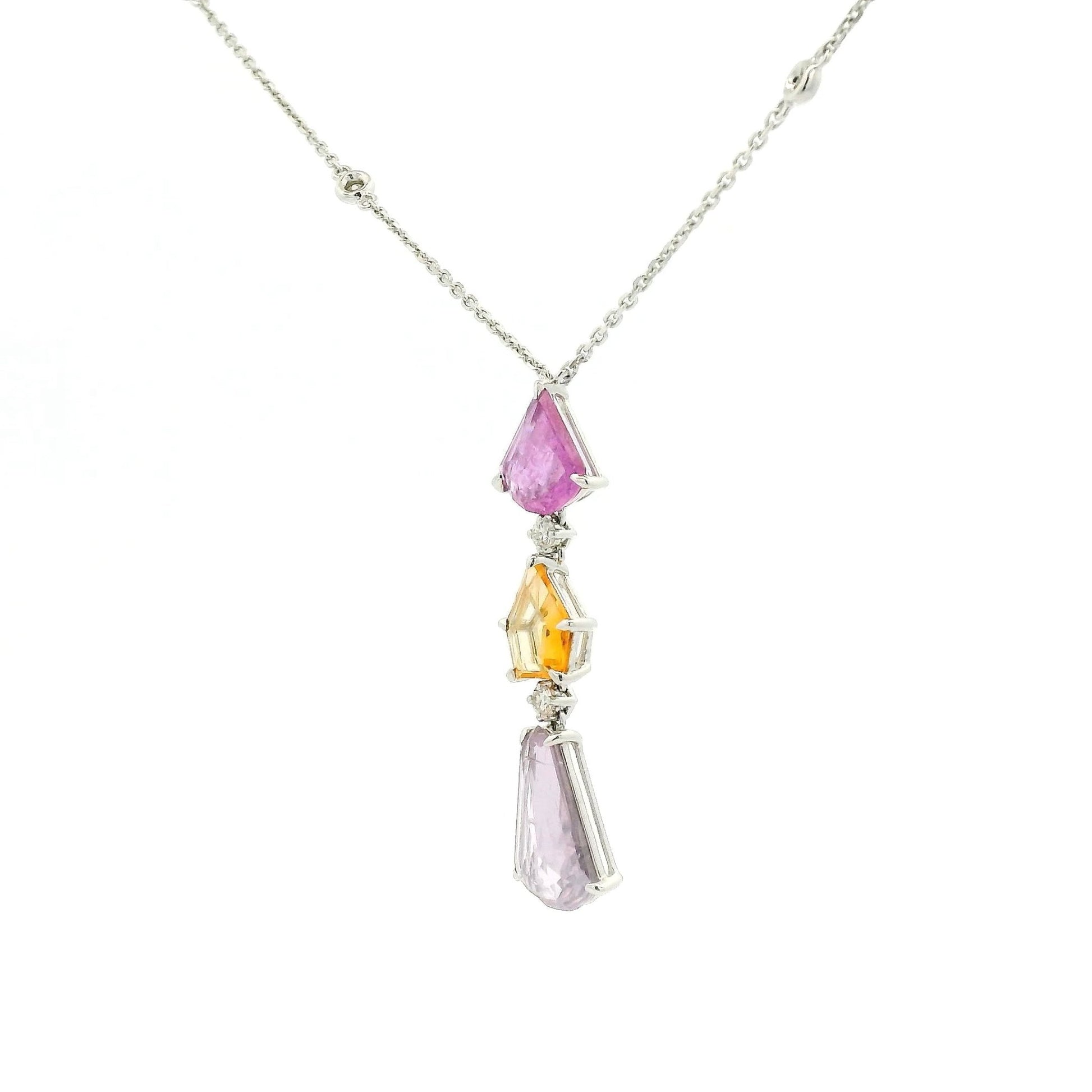 Light Multi Color Sapphire & Diamonds By The Yard Necklace - Forever Rox