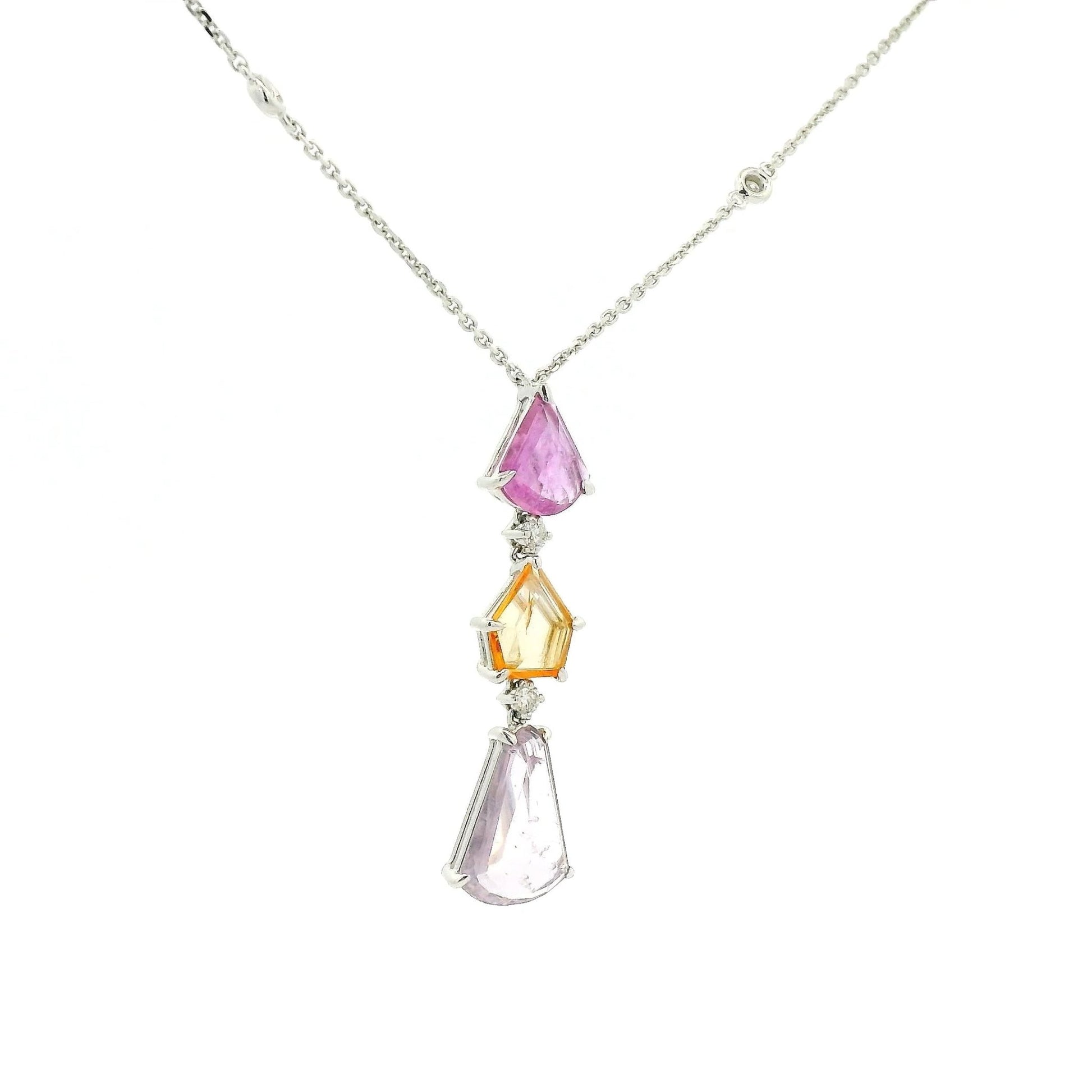 Light Multi Color Sapphire & Diamonds By The Yard Necklace - Forever Rox