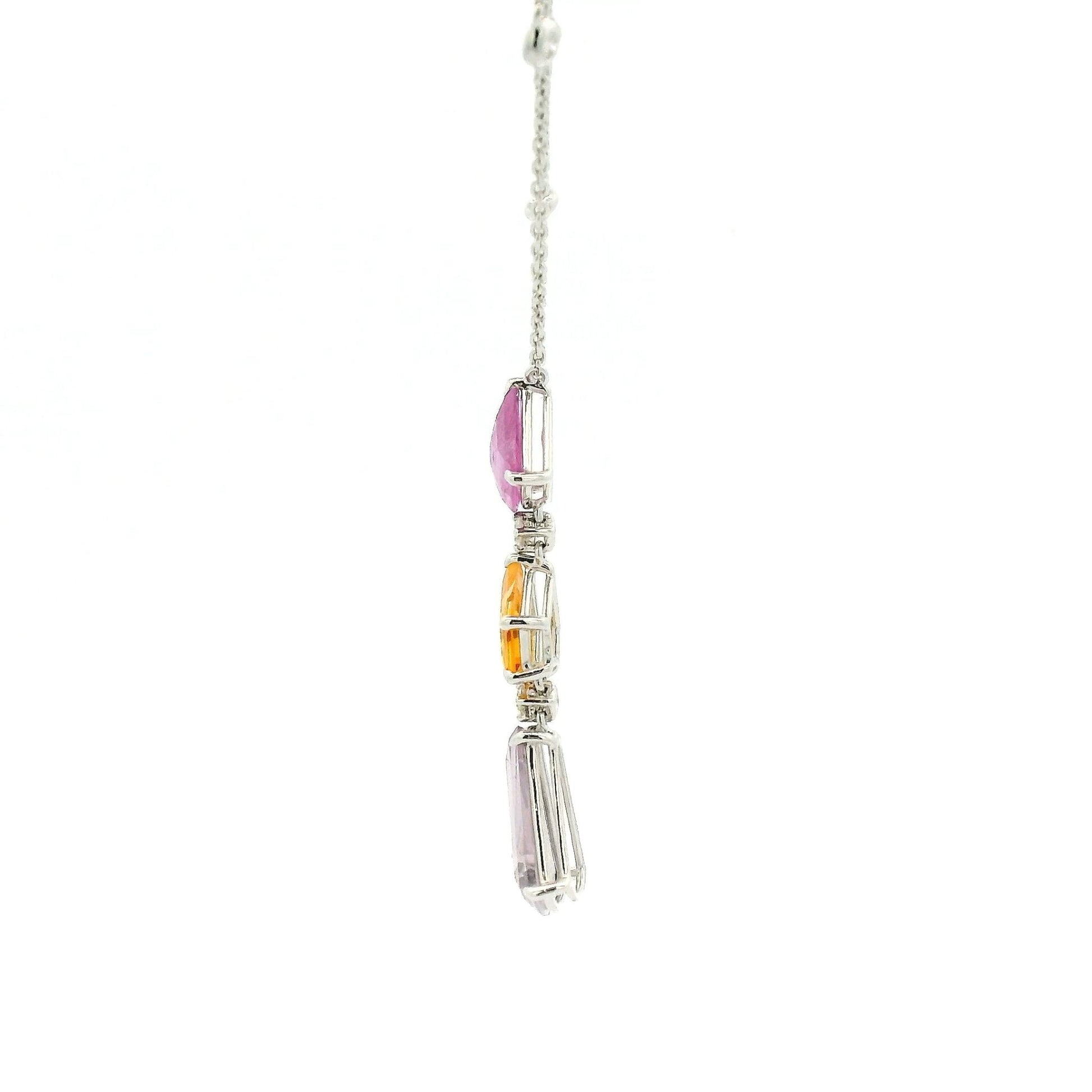 Light Multi Color Sapphire & Diamonds By The Yard Necklace - Forever Rox