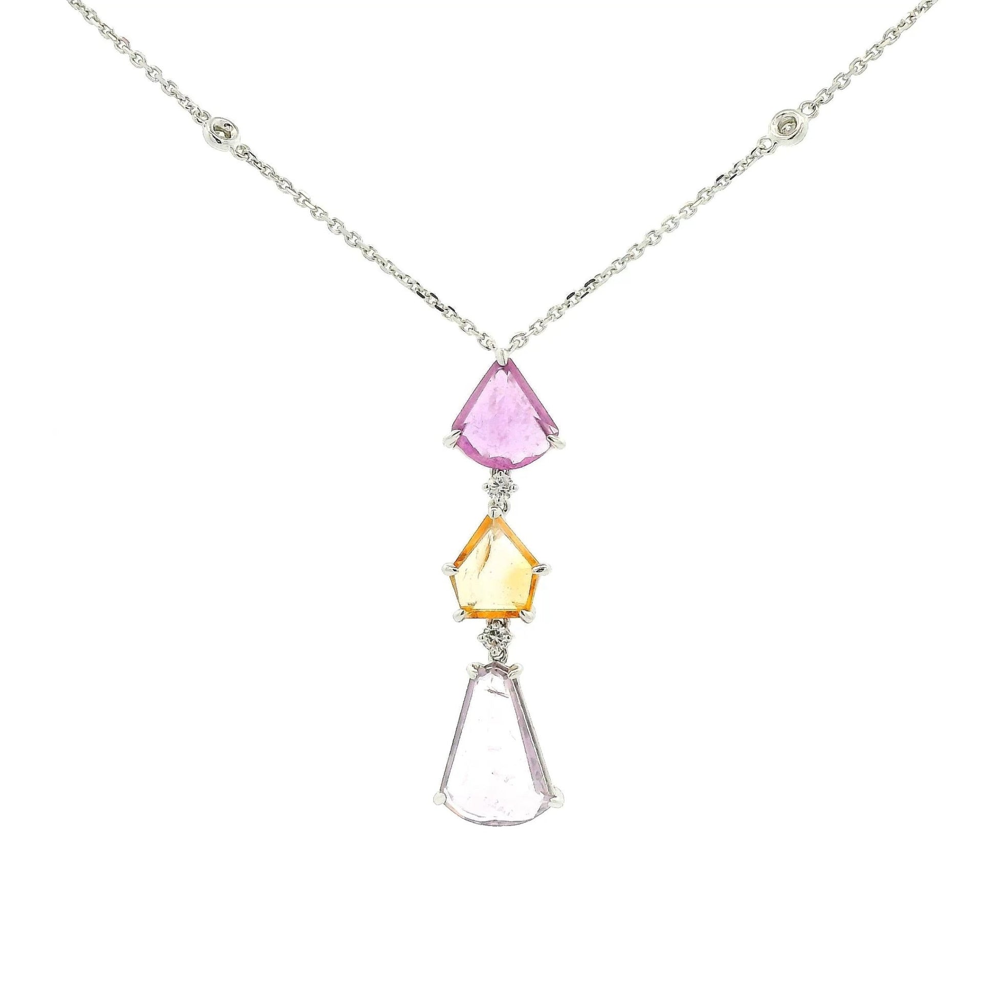 Light Multi Color Sapphire & Diamonds By The Yard Necklace - Forever Rox