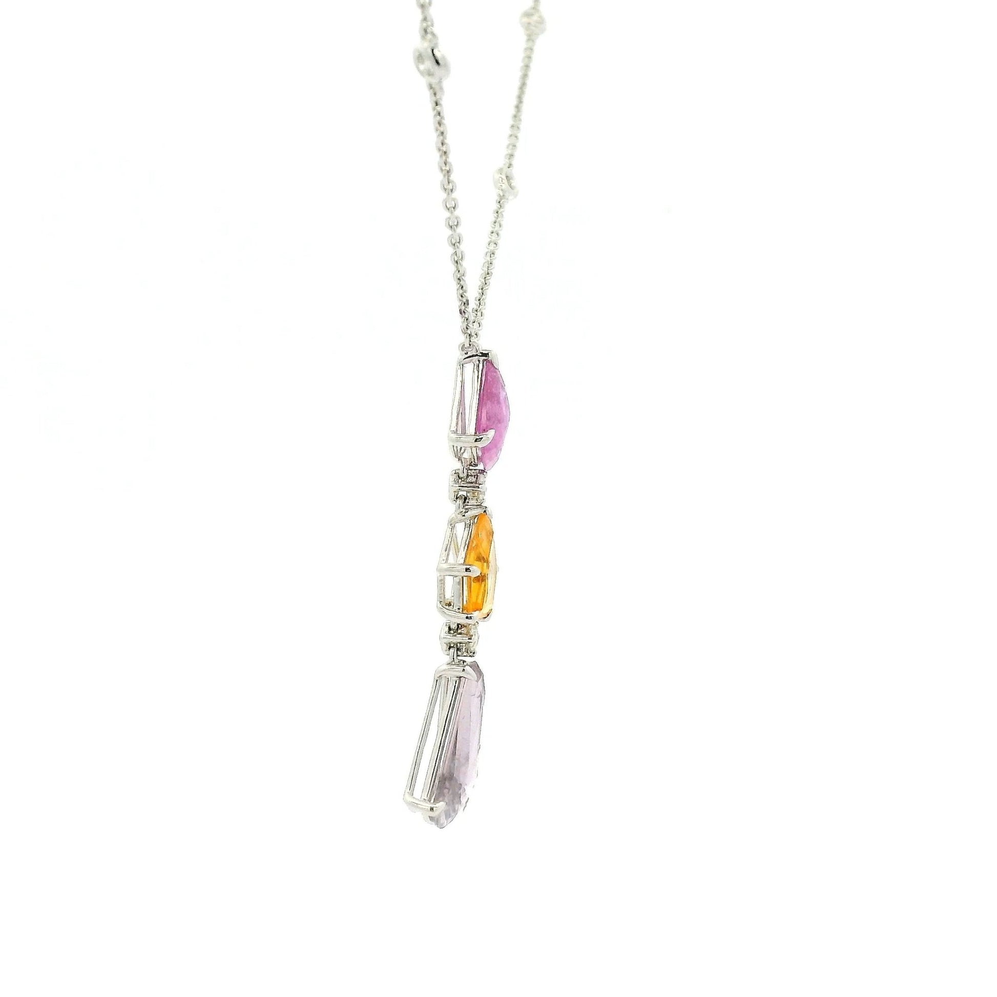 Light Multi Color Sapphire & Diamonds By The Yard Necklace - Forever Rox