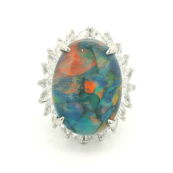 Lightning Ridge Black Opal Ring With Marquise Cut Diamonds - Forever Rox