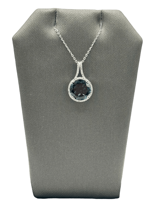 London Blue Topaz Pendant With Diamond Halo - Forever Rox