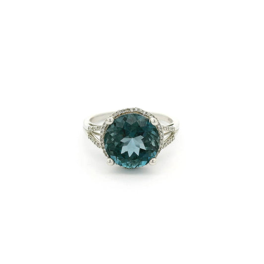 London Blue Topaz Ring With Diamond Halo - Forever Rox Fine Jewelry