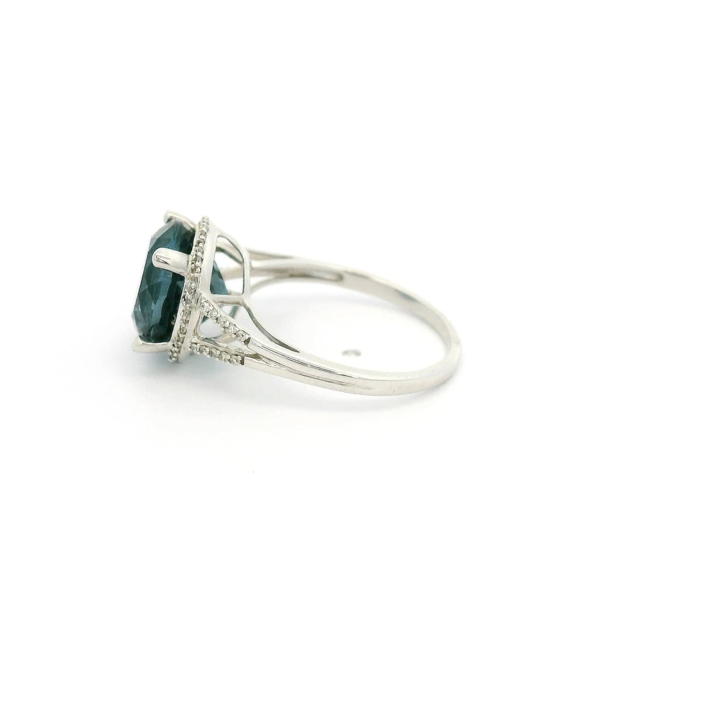 London Blue Topaz Ring With Diamond Halo - Forever Rox Fine Jewelry