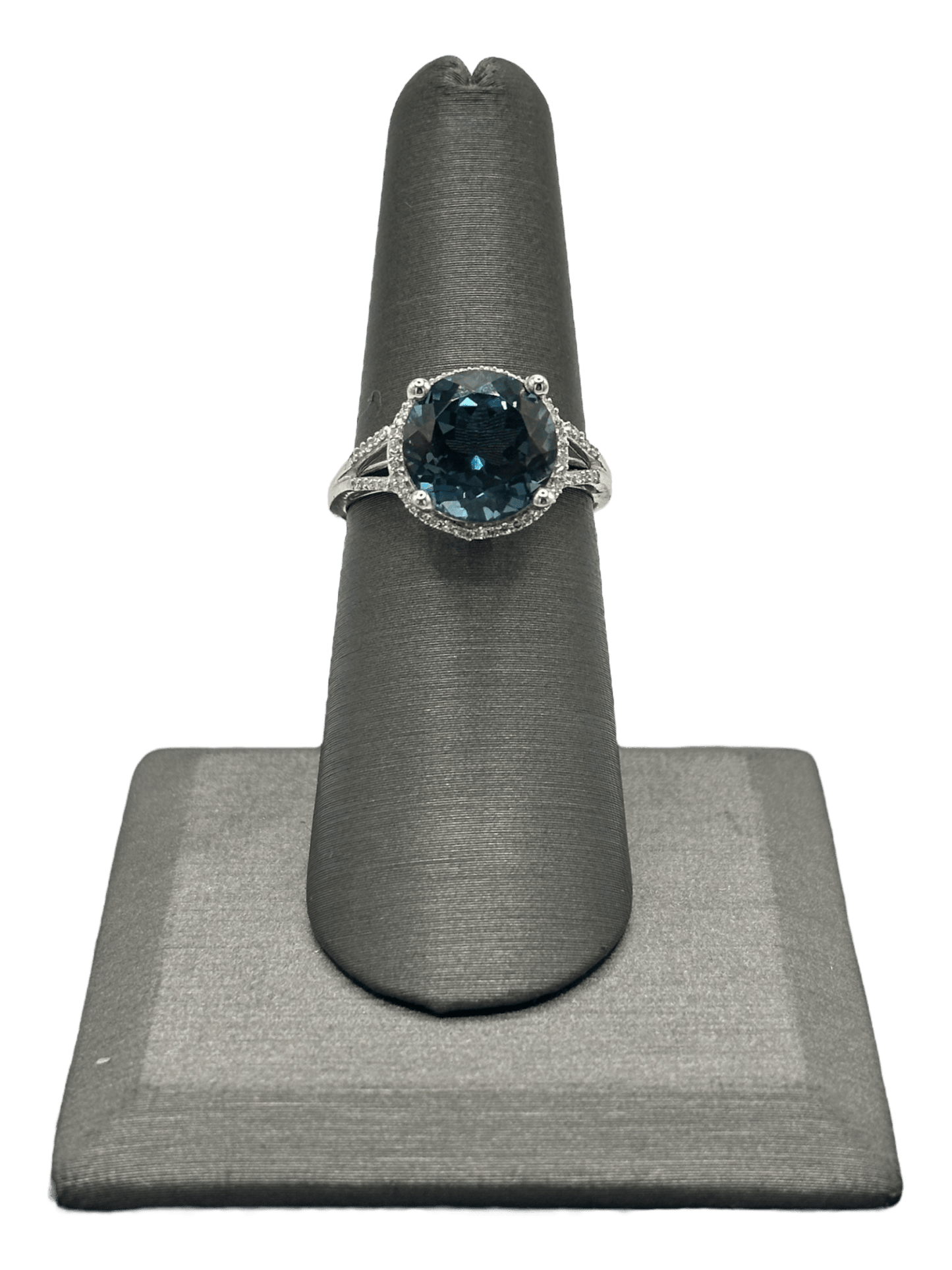 London Blue Topaz Ring With Diamond Halo - Forever Rox
