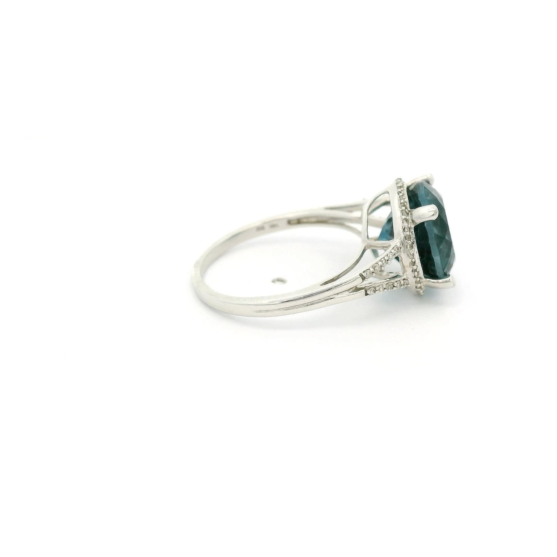 London Blue Topaz Ring With Diamond Halo - Forever Rox Fine Jewelry