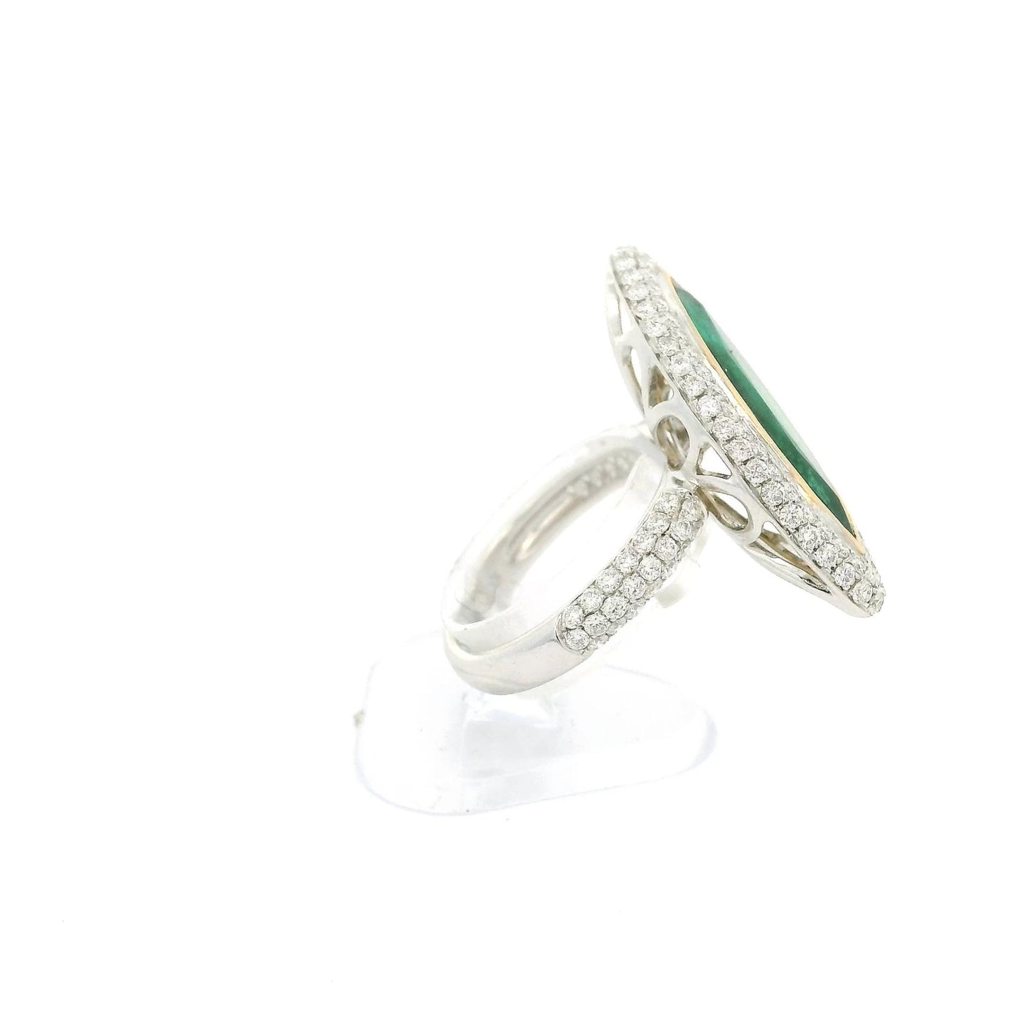 Long Marquise Cut Emerald & Diamond Ring - Forever Rox Fine Jewelry