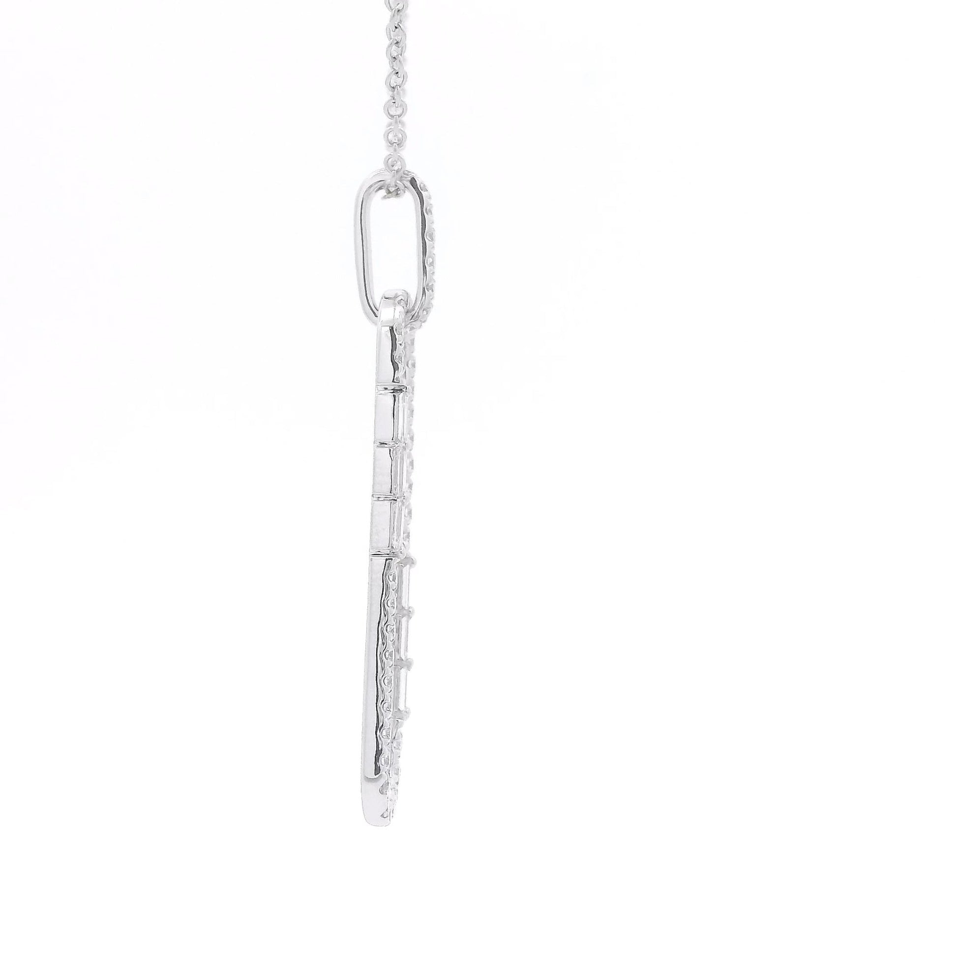 Long Oval Pendant with Round & Baguette Cut Diamonds - Forever Rox Fine Jewelry