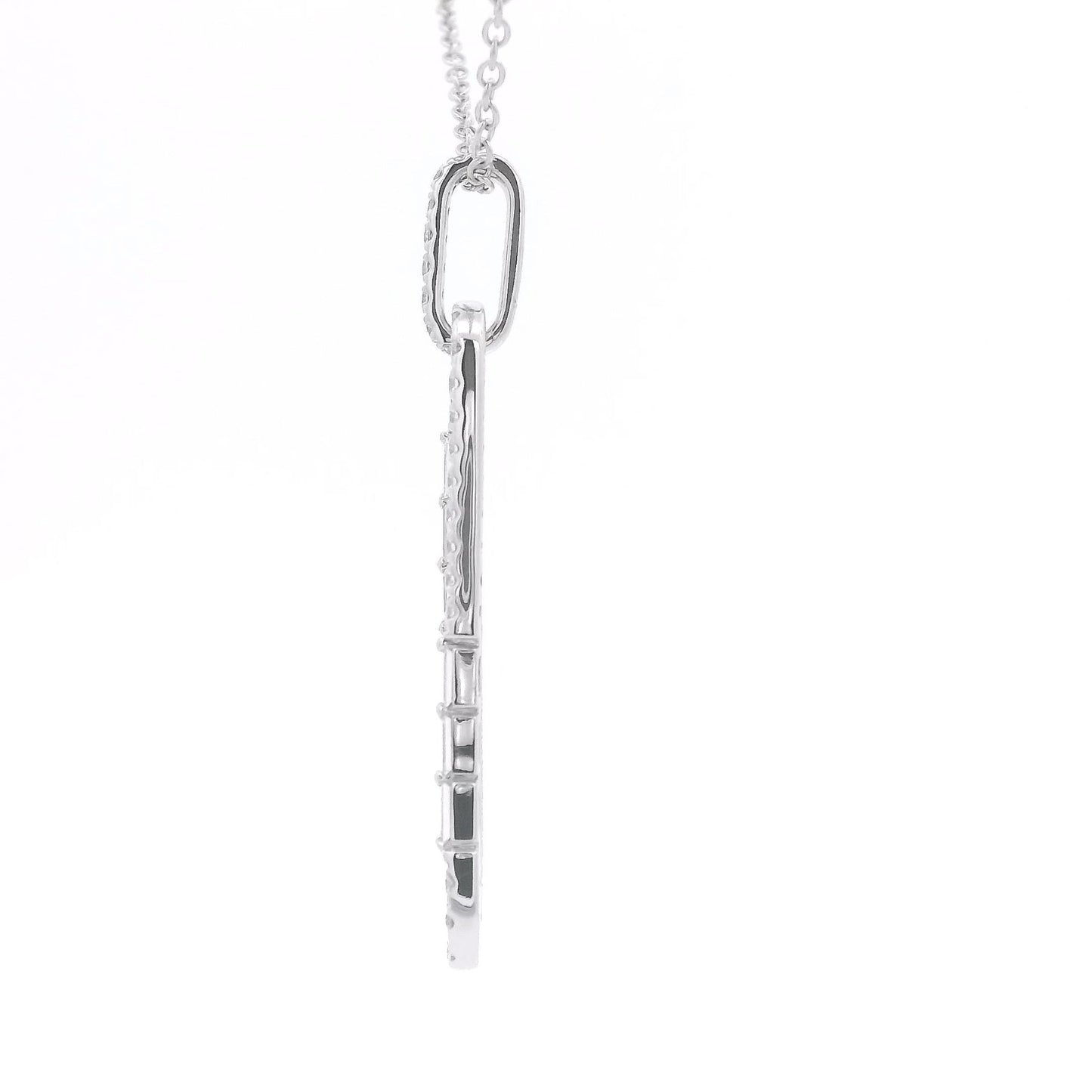 Long Oval Pendant with Round & Baguette Cut Diamonds - Forever Rox Fine Jewelry