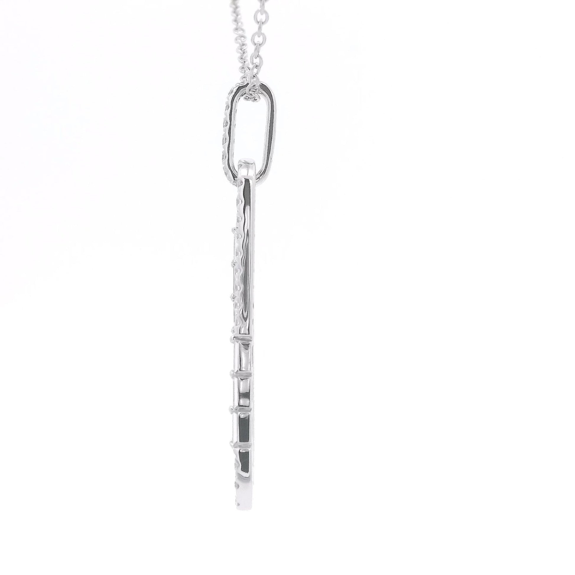Long Oval Pendant with Round & Baguette Cut Diamonds - Forever Rox Fine Jewelry