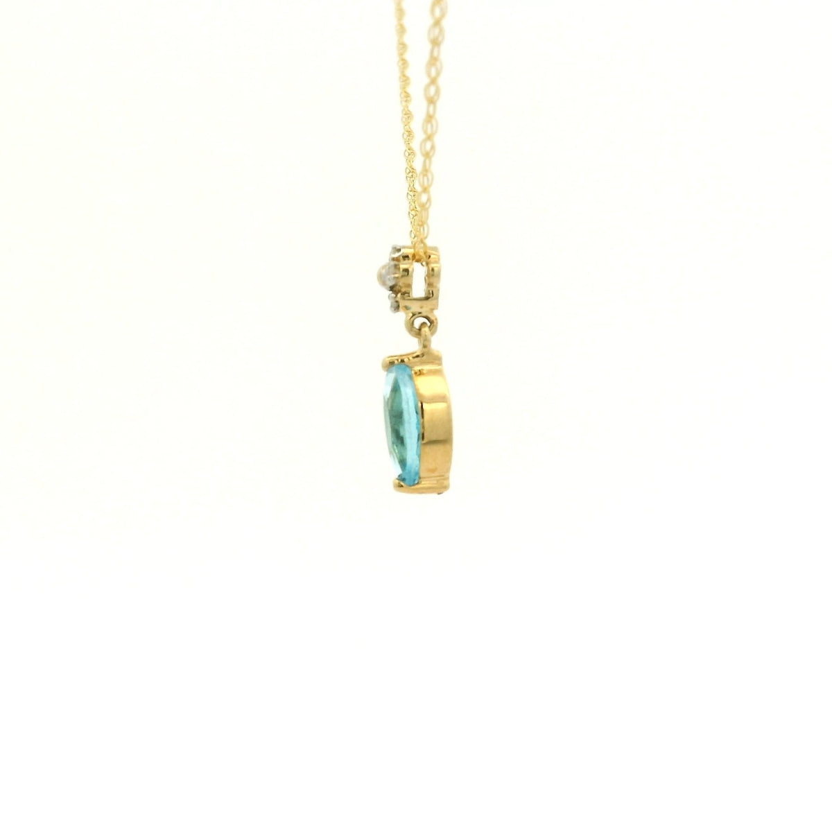 Marquise Cut Blue Topaz & Diamond Pendant - Forever Rox Fine Jewelry