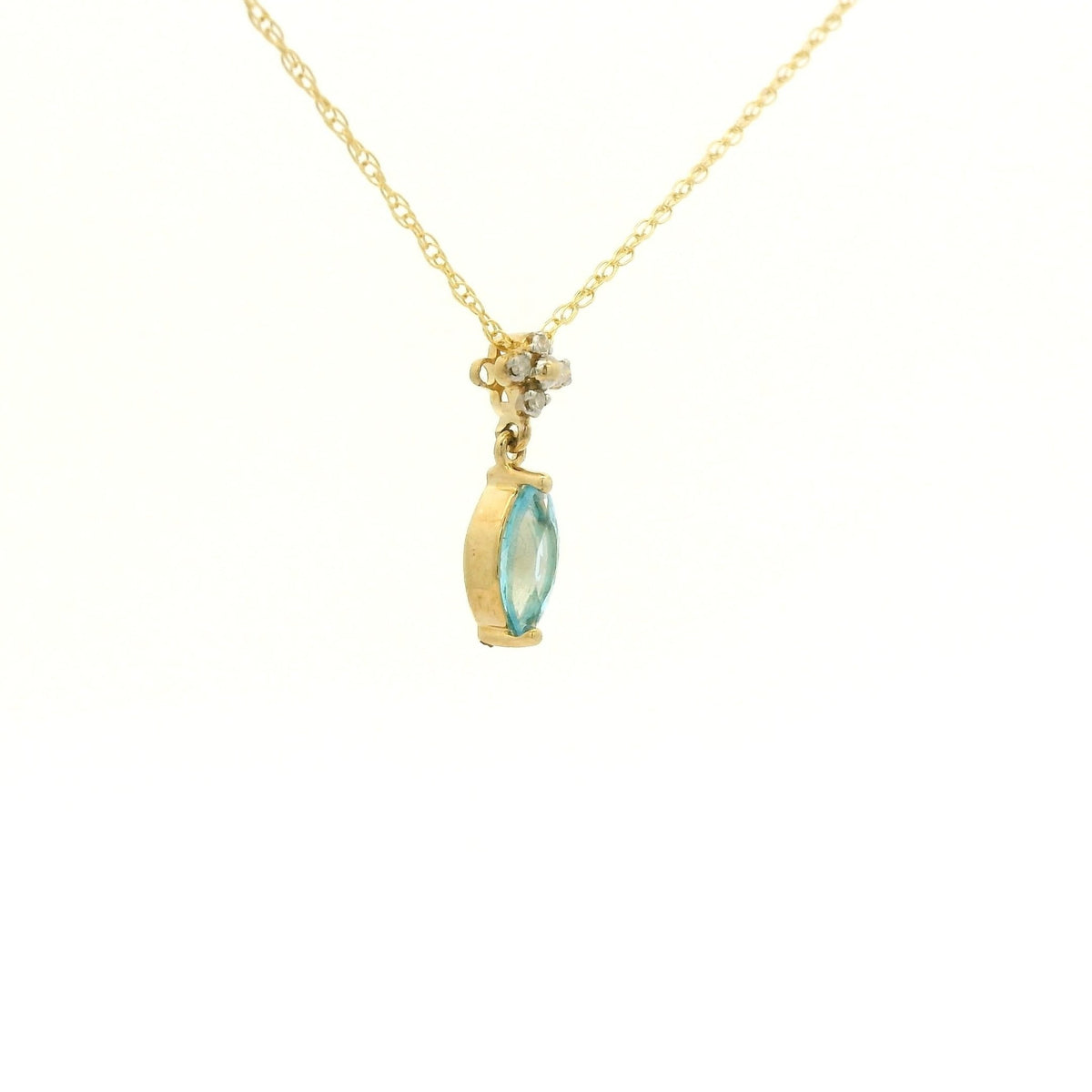 Marquise Cut Blue Topaz & Diamond Pendant - Forever Rox Fine Jewelry