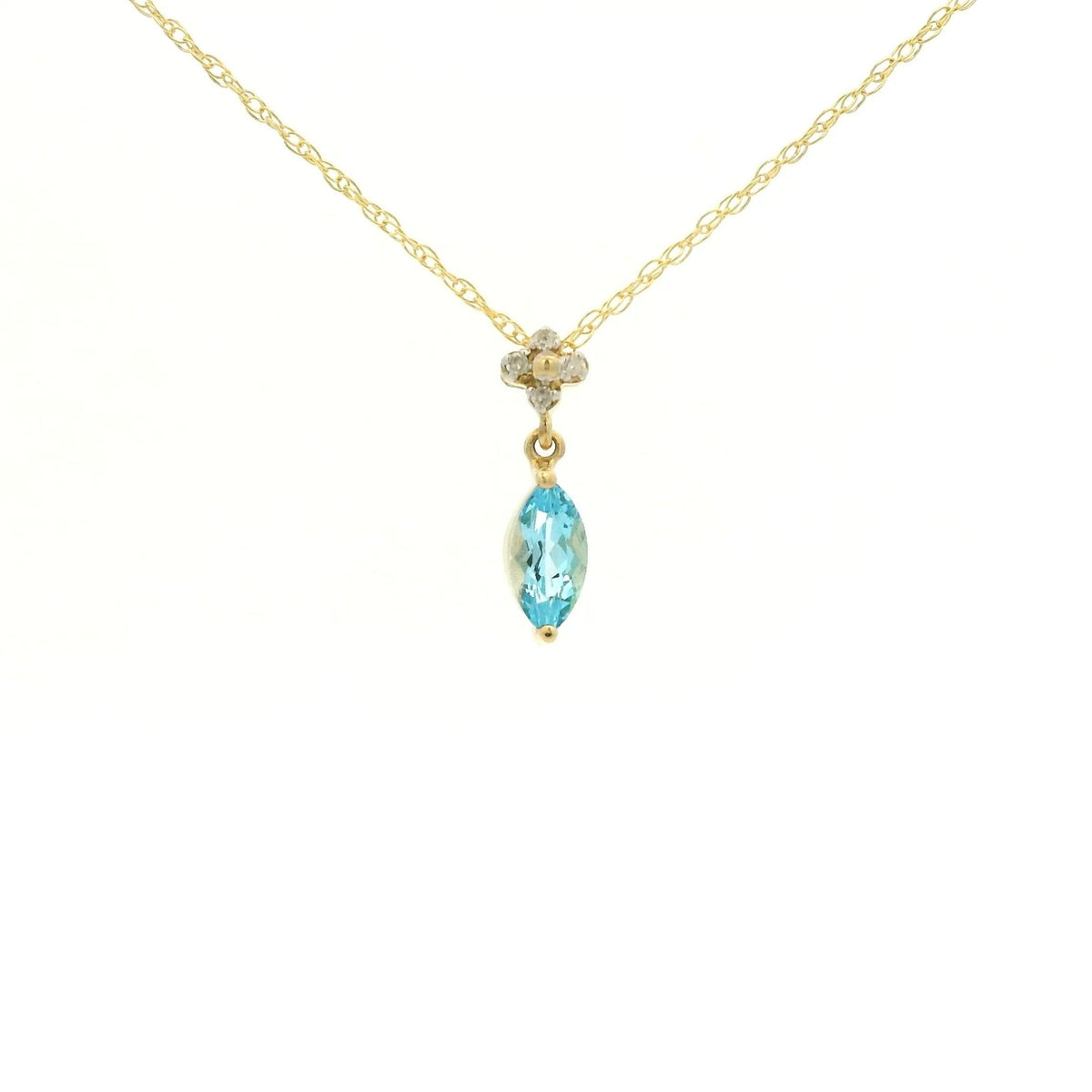 Marquise Cut Blue Topaz & Diamond Pendant - Forever Rox Fine Jewelry