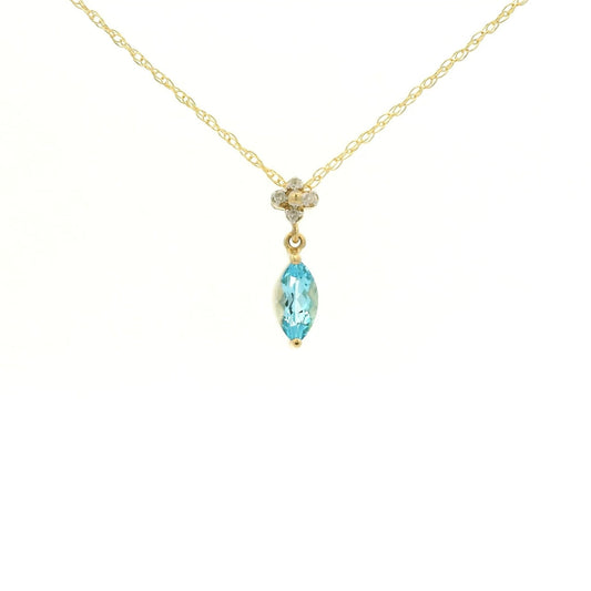 Marquise Cut Blue Topaz & Diamond Pendant - Forever Rox Fine Jewelry
