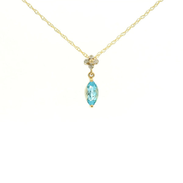 Marquise Cut Blue Topaz & Diamond Pendant - Forever Rox Fine Jewelry