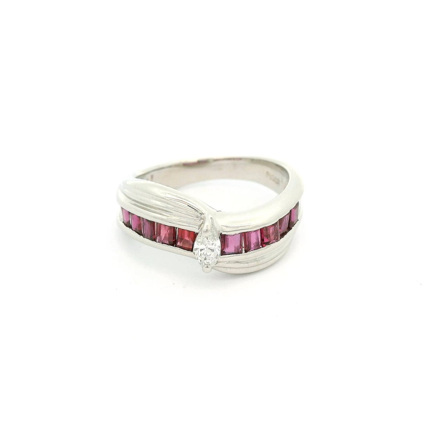Marquise Cut DIamond & Princess Cut Ruby Ring - Forever Rox Fine Jewelry