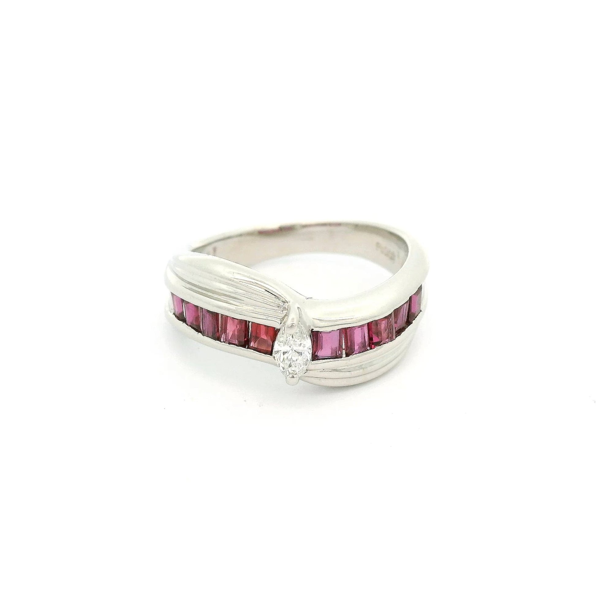 Marquise Cut DIamond & Princess Cut Ruby Ring - Forever Rox Fine Jewelry
