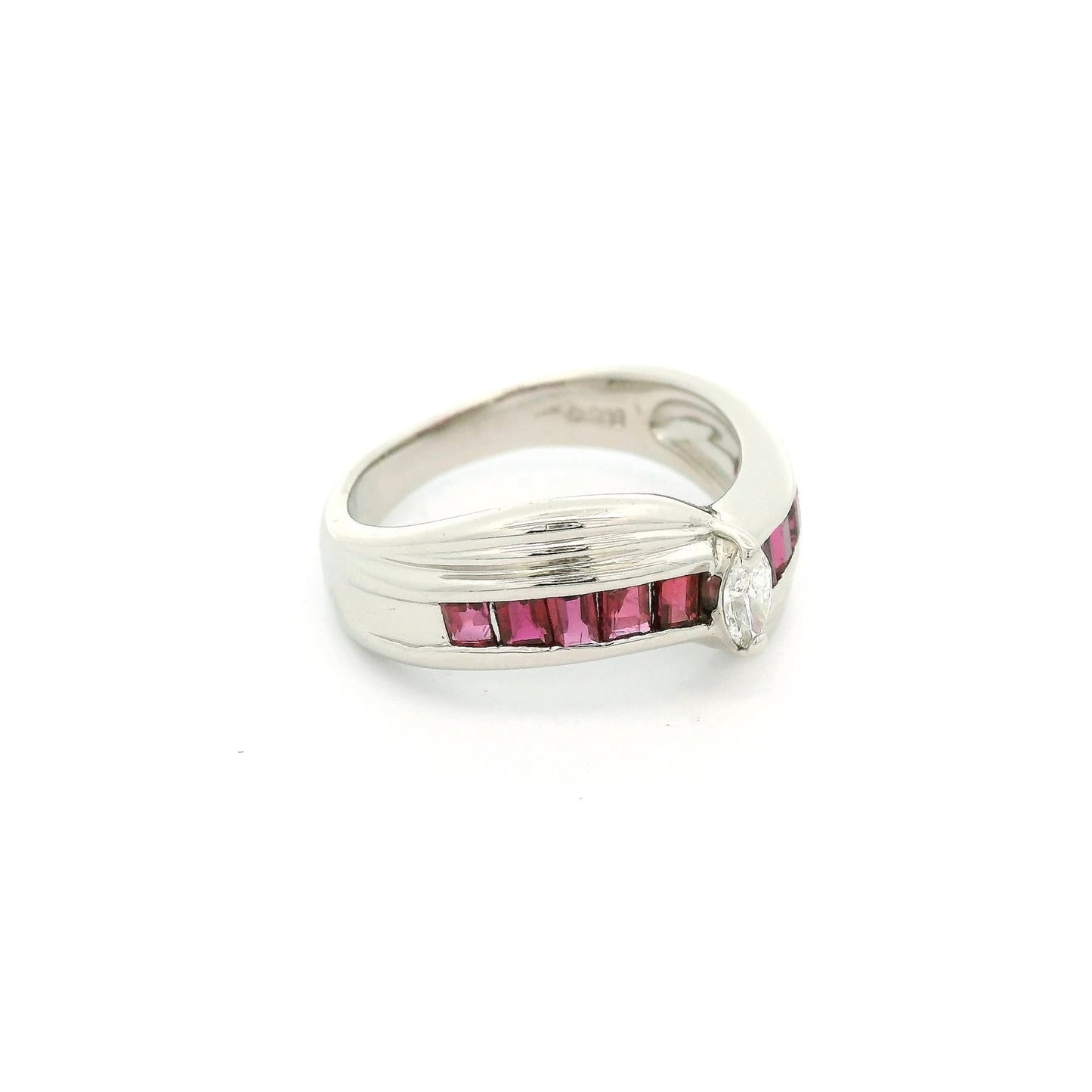 Marquise Cut DIamond & Princess Cut Ruby Ring - Forever Rox Fine Jewelry