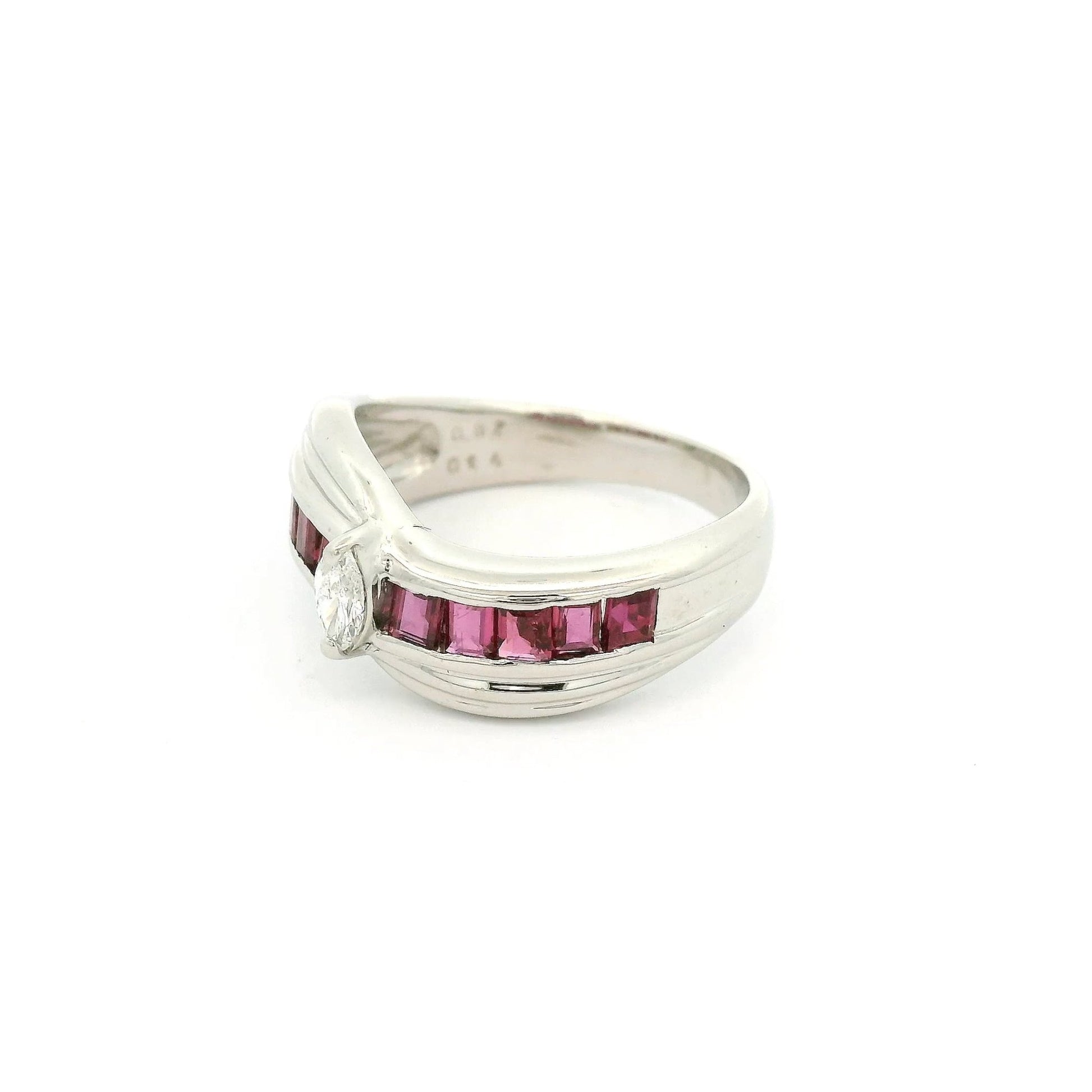 Marquise Cut DIamond & Princess Cut Ruby Ring - Forever Rox Fine Jewelry