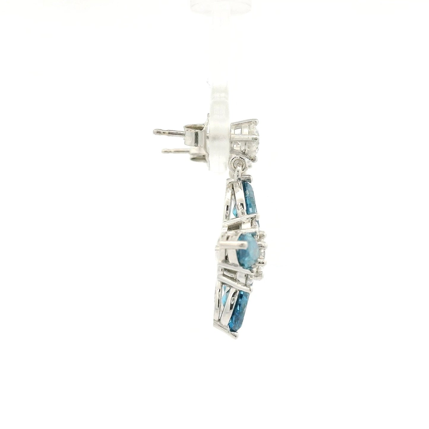 Marquise Cut Irradiated Blue Diamonds & White Diamond Star Dangle Earrings - Forever Rox