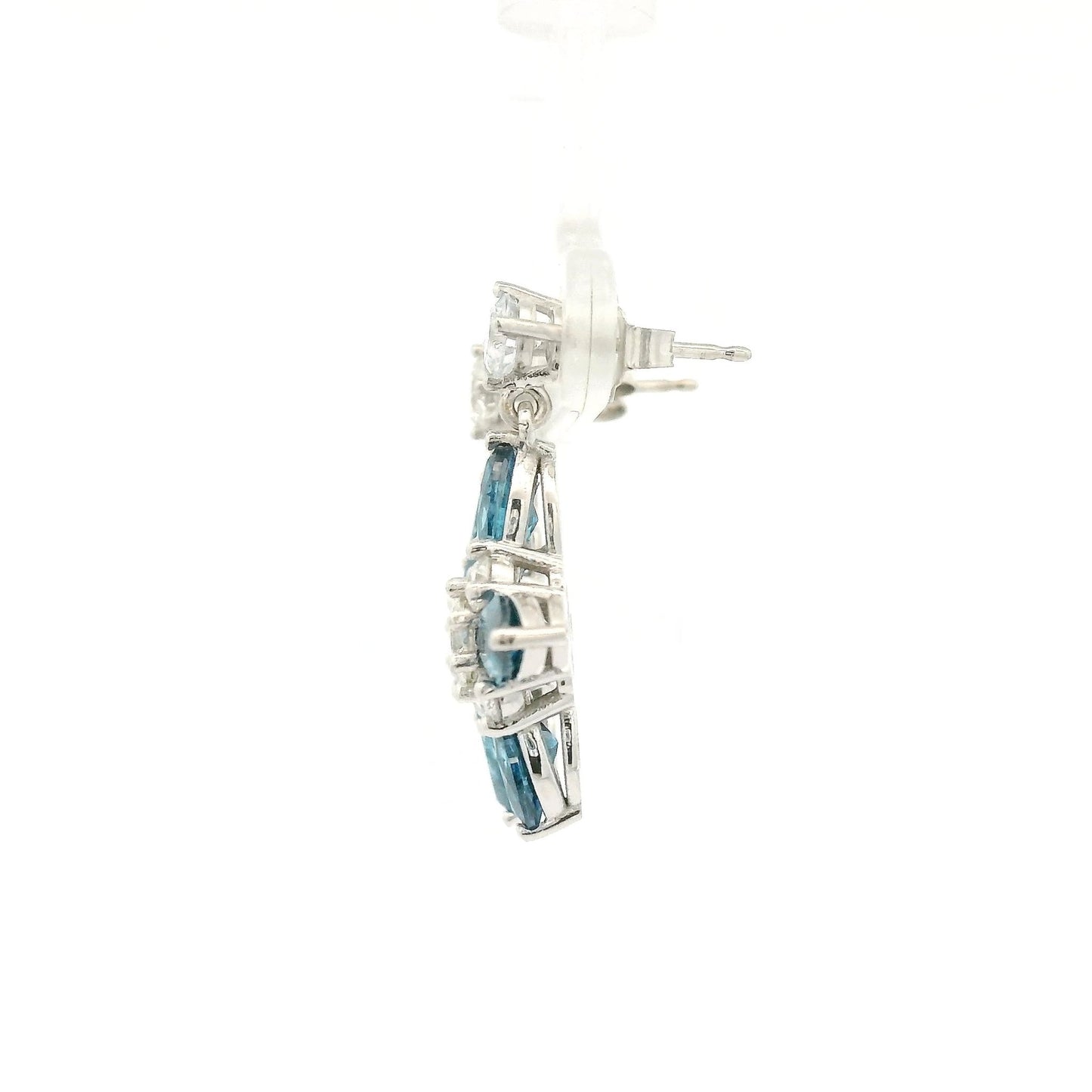 Marquise Cut Irradiated Blue Diamonds & White Diamond Star Dangle Earrings - Forever Rox