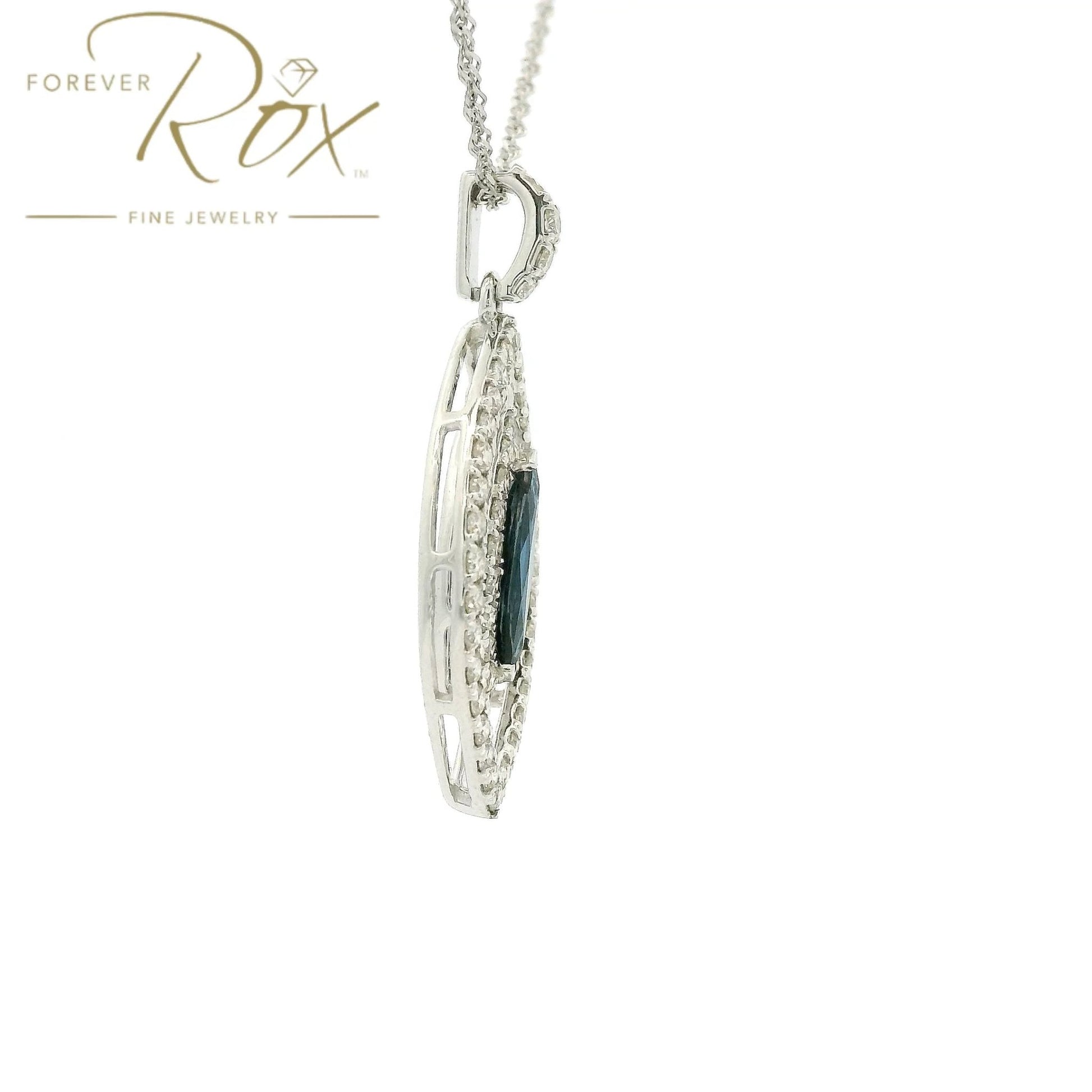 Marquise Cut Sapphire & Diamond Pendant - Forever Rox