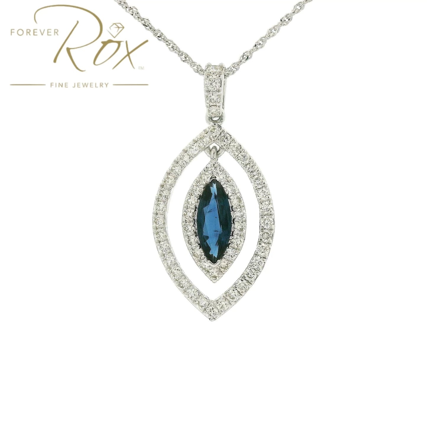 Marquise Cut Sapphire & Diamond Pendant - Forever Rox