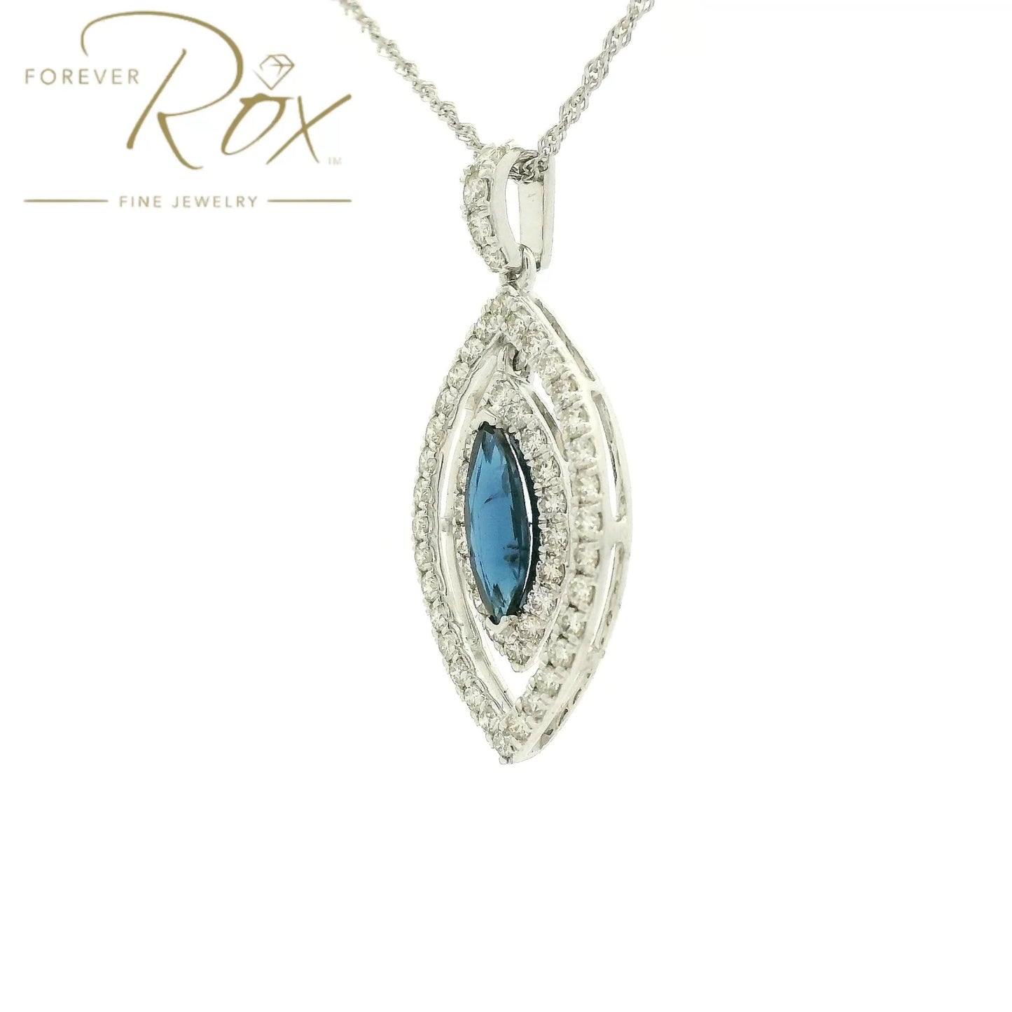 Marquise Cut Sapphire & Diamond Pendant - Forever Rox