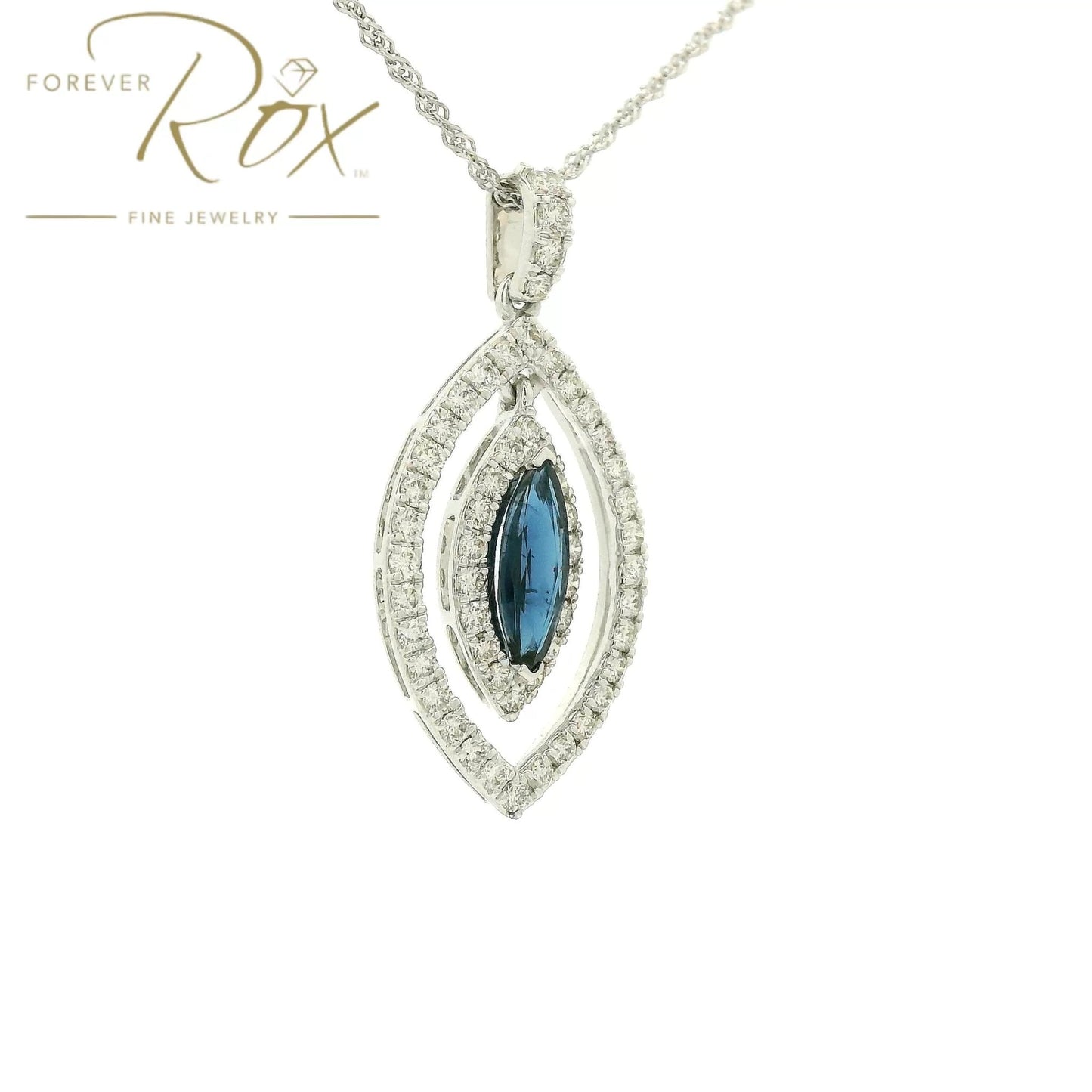 Marquise Cut Sapphire & Diamond Pendant - Forever Rox