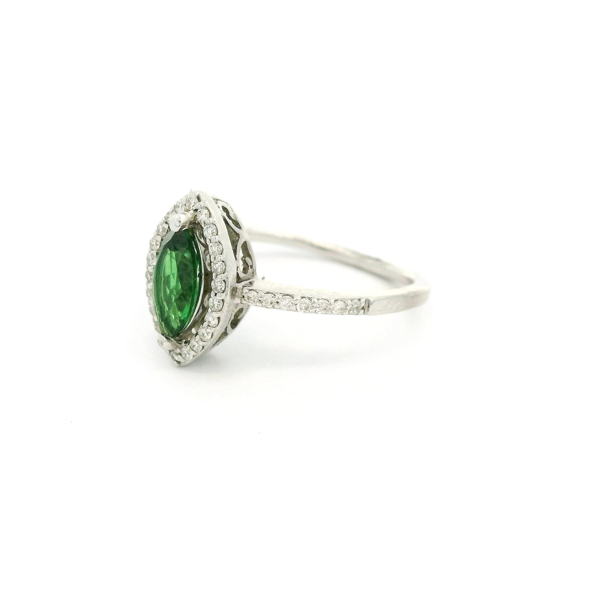 Marquise Cut Tsvaorite & Diamond Ring - Forever Rox