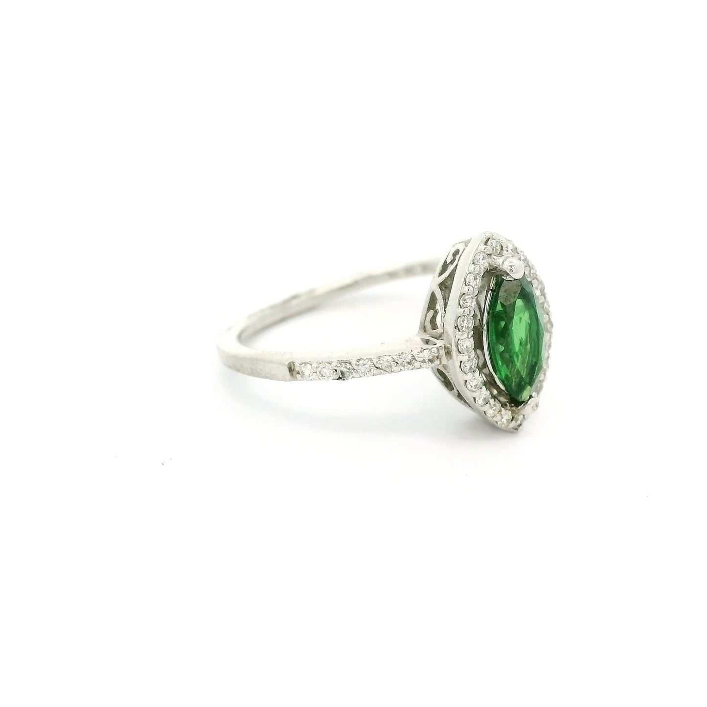 Marquise Cut Tsvaorite & Diamond Ring - Forever Rox