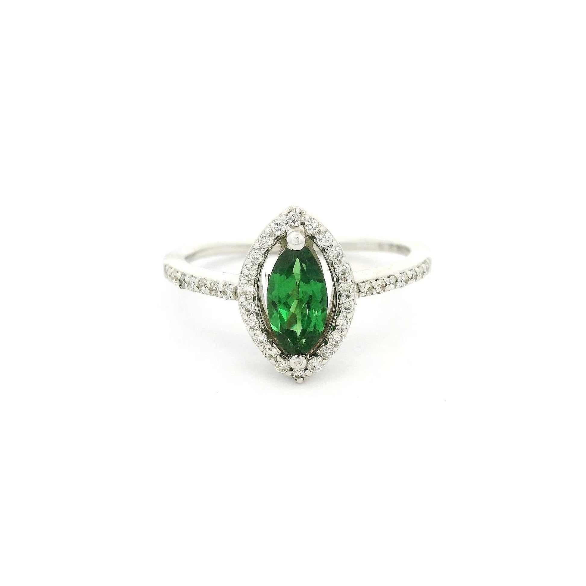 Marquise Cut Tsvaorite & Diamond Ring - Forever Rox