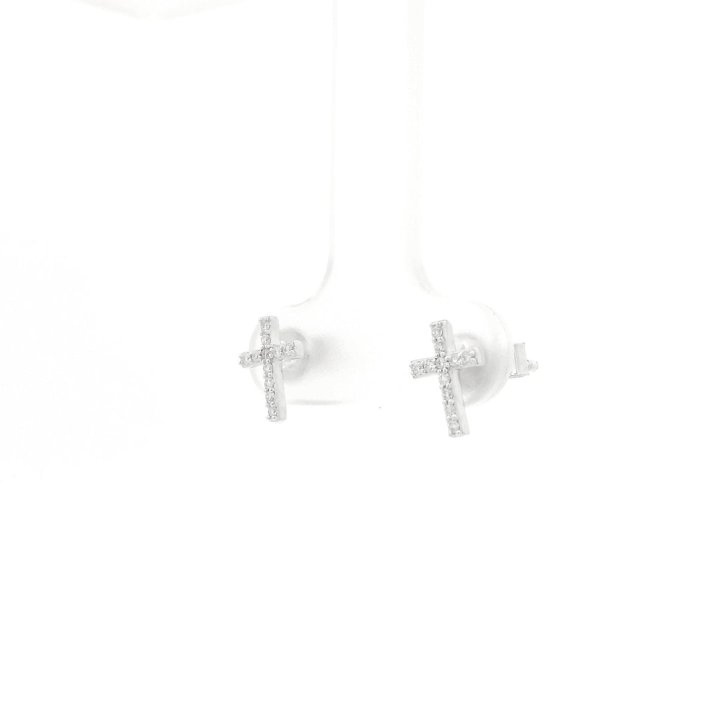 Medium-Small Diamond Cross Studs - Forever Rox Fine Jewelry