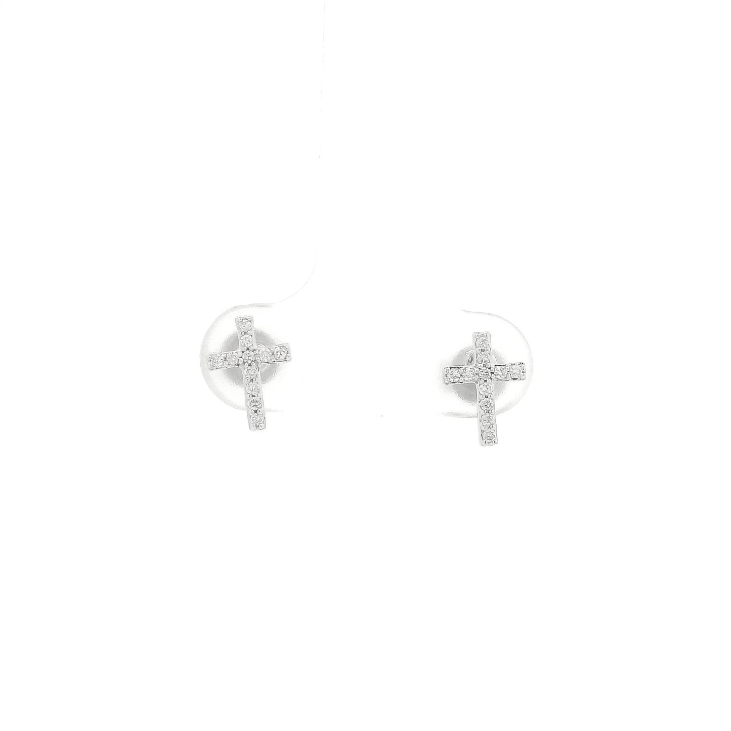 Medium-Small Diamond Cross Studs - Forever Rox Fine Jewelry