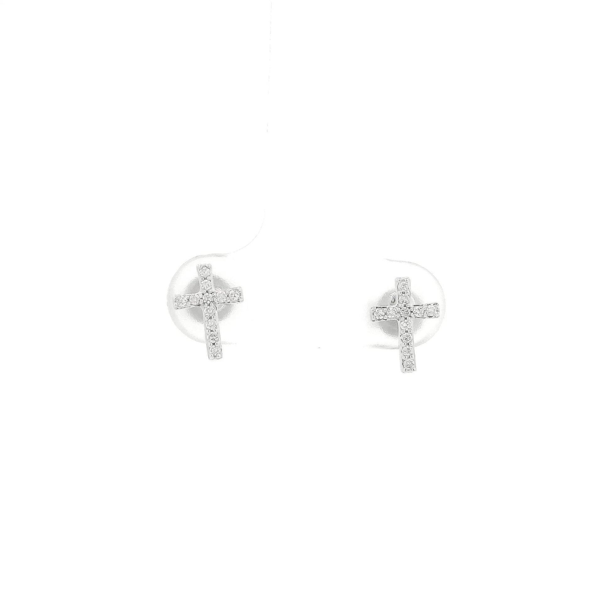 Medium-Small Diamond Cross Studs - Forever Rox Fine Jewelry