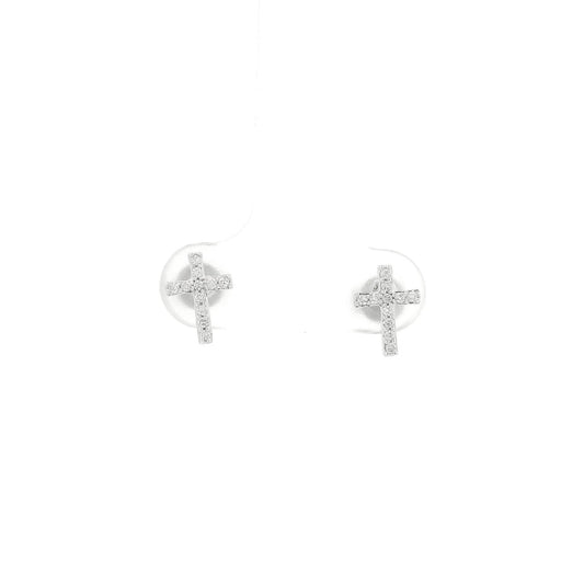 Medium-Small Diamond Cross Studs - Forever Rox Fine Jewelry