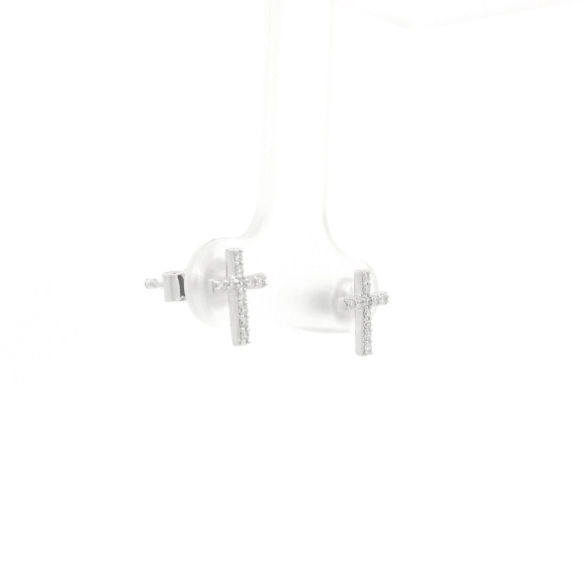 Medium-Small Diamond Cross Studs - Forever Rox Fine Jewelry
