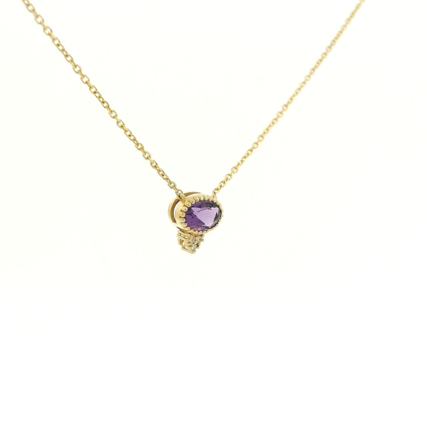 Milgrain Bezel Set Oval Cut Precious Stone Pendants With 3 Diamonds - Forever Rox Fine Jewelry