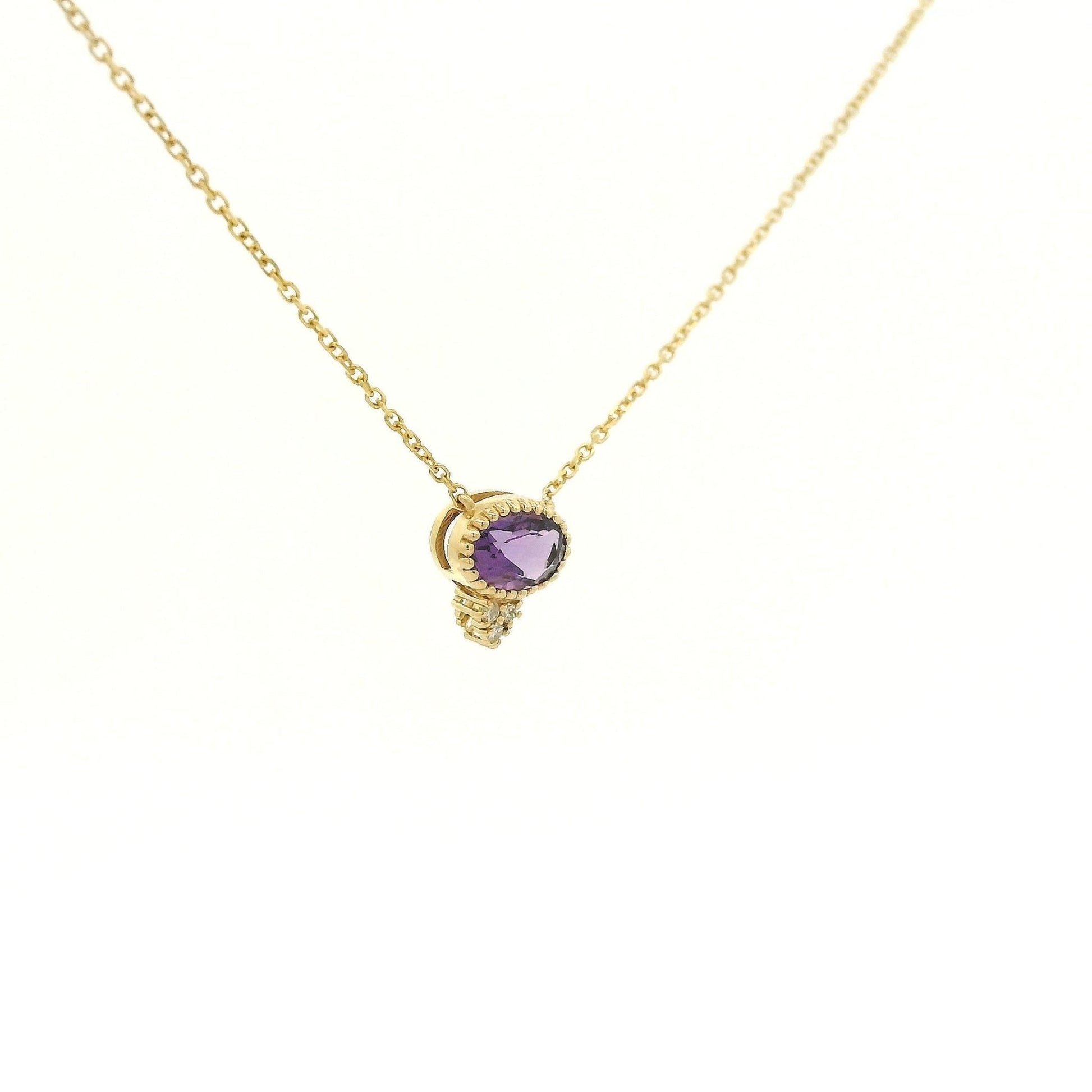 Milgrain Bezel Set Oval Cut Precious Stone Pendants With 3 Diamonds - Forever Rox Fine Jewelry