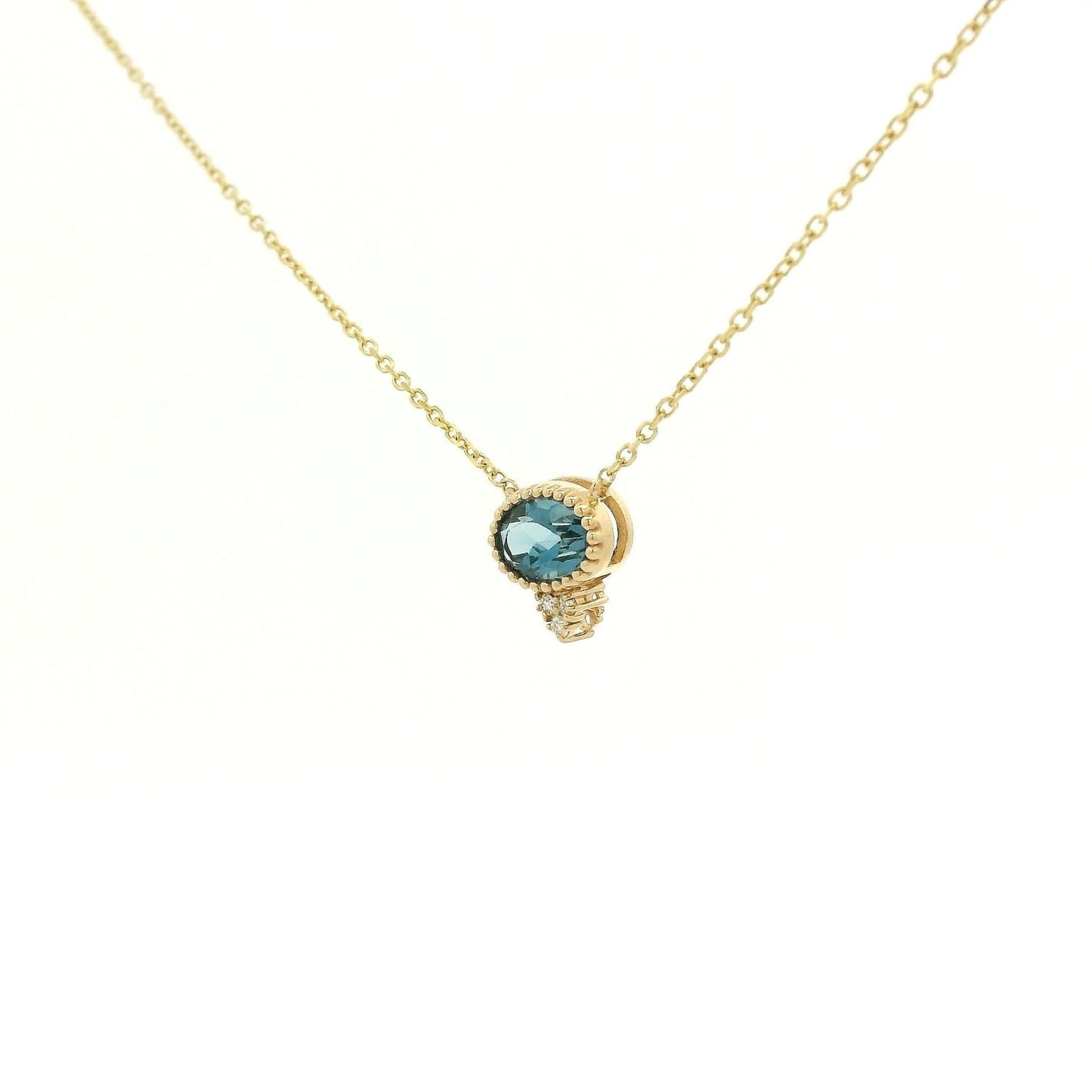 Milgrain Bezel Set Oval Cut Precious Stone Pendants With 3 Diamonds - Forever Rox Fine Jewelry