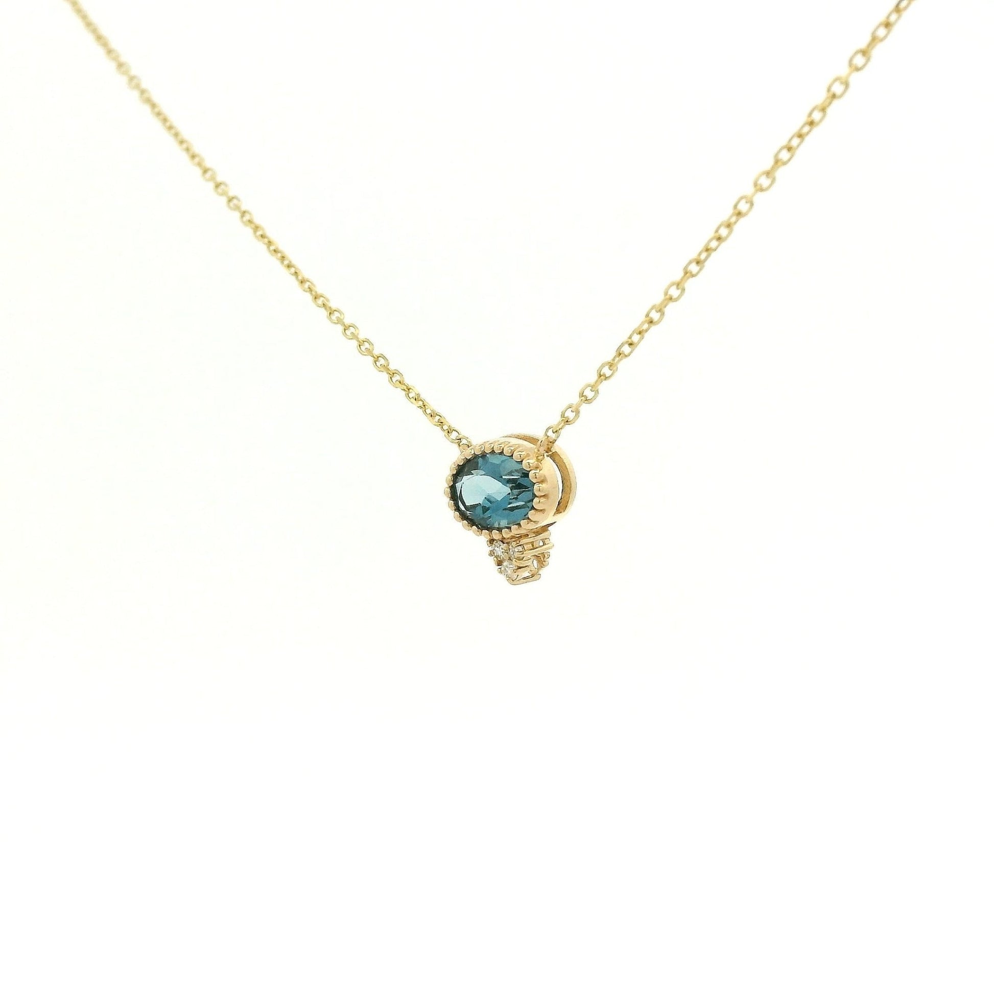 Milgrain Bezel Set Oval Cut Precious Stone Pendants With 3 Diamonds - Forever Rox Fine Jewelry