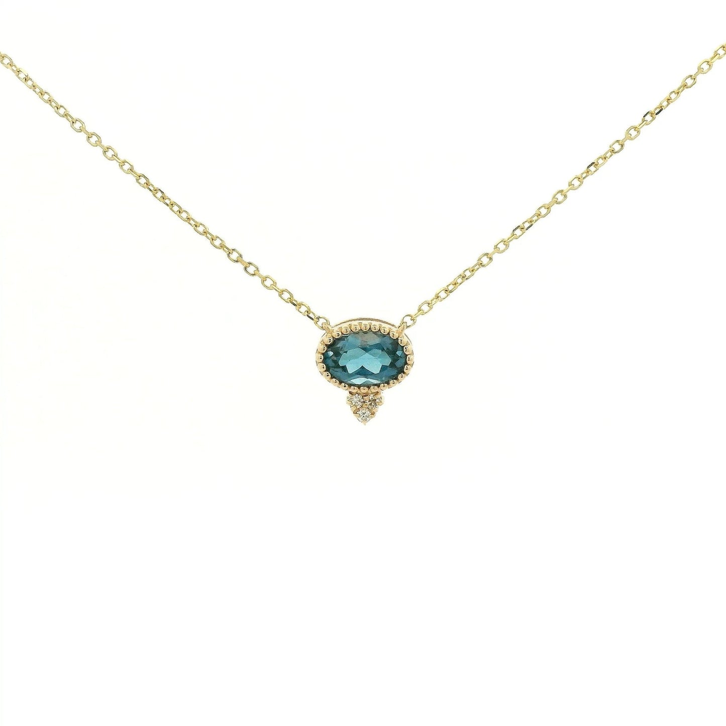 Milgrain Bezel Set Oval Cut Precious Stone Pendants With 3 Diamonds - Forever Rox Fine Jewelry