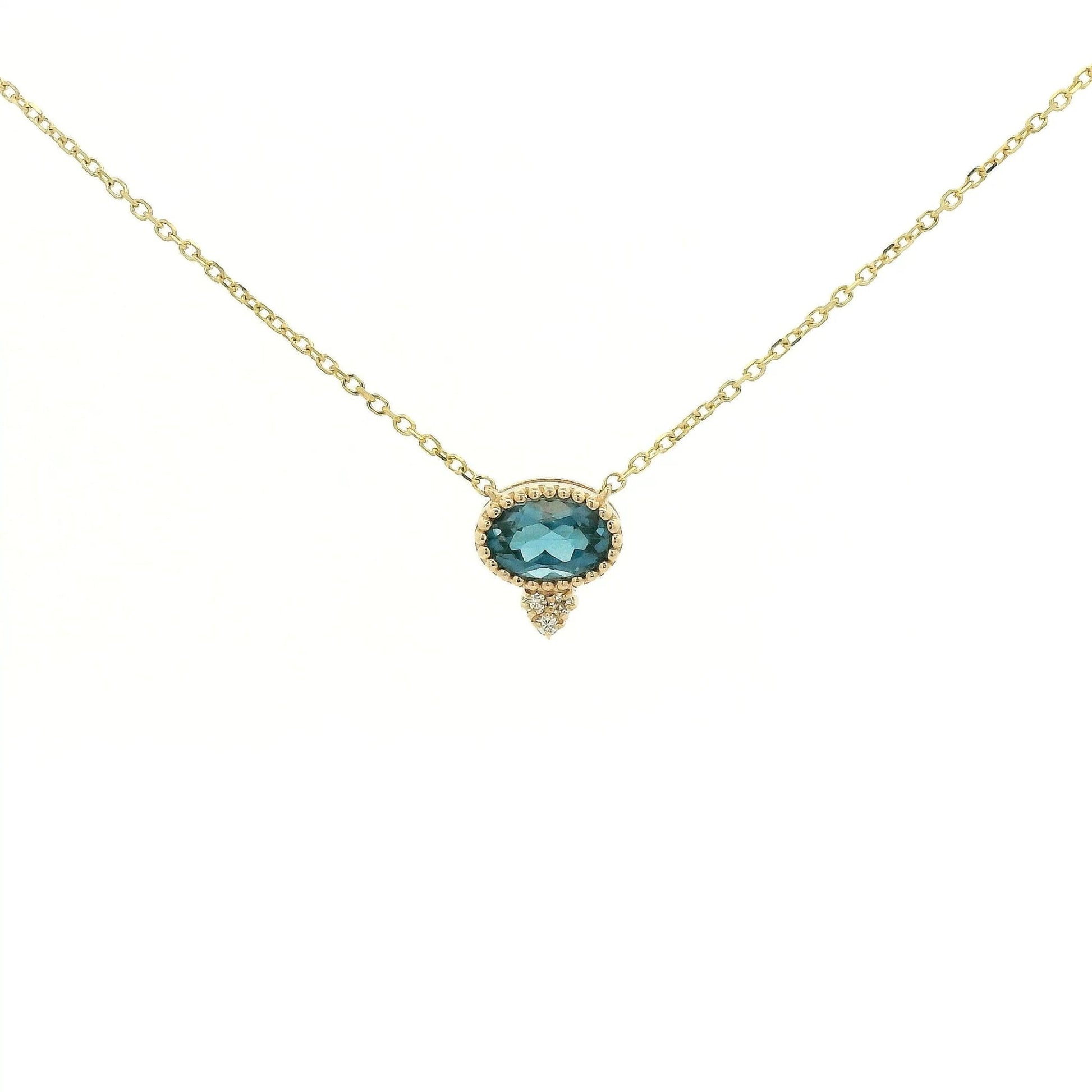 Milgrain Bezel Set Oval Cut Precious Stone Pendants With 3 Diamonds - Forever Rox Fine Jewelry