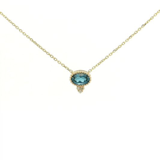 Milgrain Bezel Set Oval Cut Precious Stone Pendants With 3 Diamonds - Forever Rox Fine Jewelry