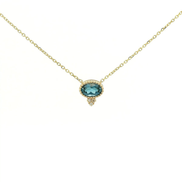 Milgrain Bezel Set Oval Cut Precious Stone Pendants With 3 Diamonds - Forever Rox Fine Jewelry
